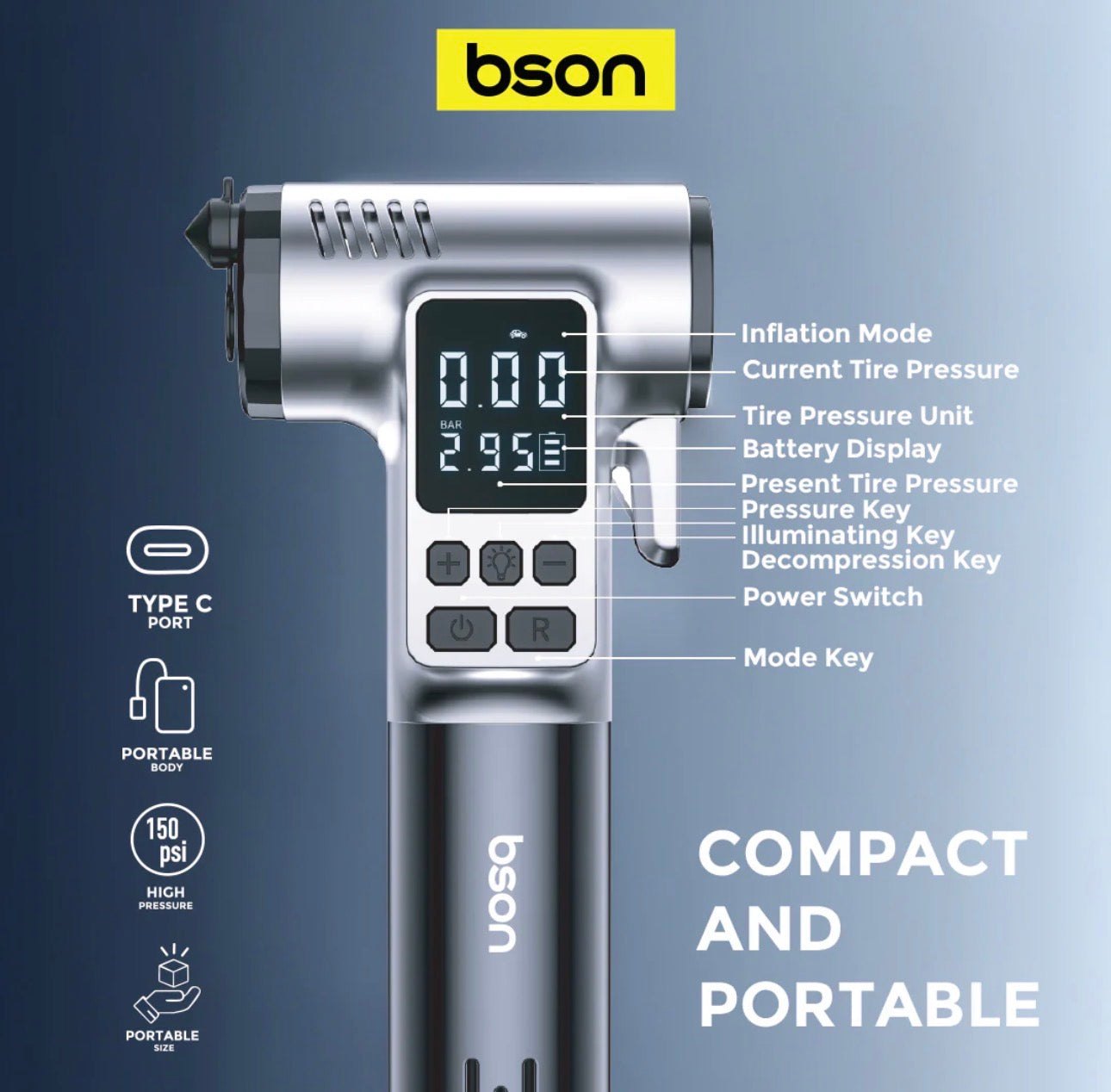 منفاخ الاطارات 4 في 1 - من شركة BSON